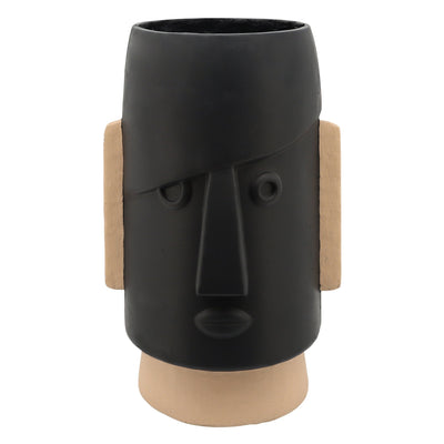 RESIN 10"DIA COMIC FACE PLANTER, BLACK - Al Rugaib Furniture