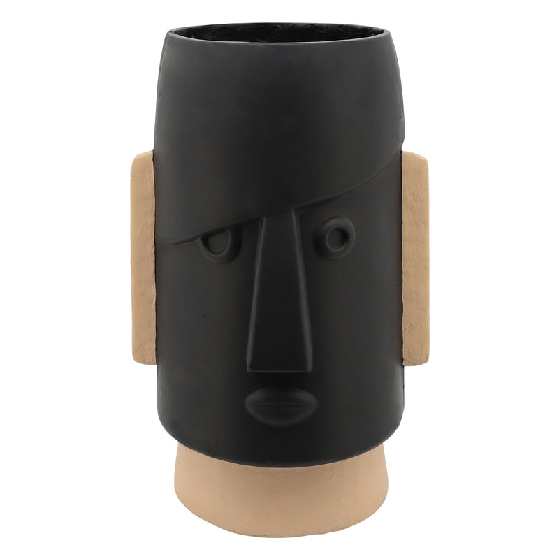 RESIN 10"DIA COMIC FACE PLANTER, BLACK - Al Rugaib Furniture