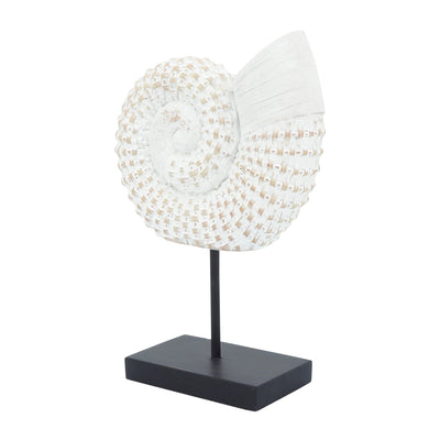 Resin, 12"H Shell On A Stand, White - Al Rugaib Furniture