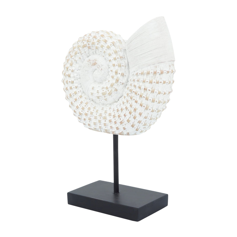 Resin, 12"H Shell On A Stand, White - Al Rugaib Furniture