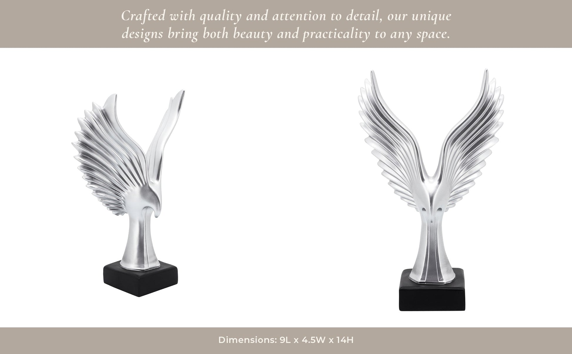 RESIN 14"H EAGLE TABLE ACCENT, SILVER Table Decors| Sagebrook Home