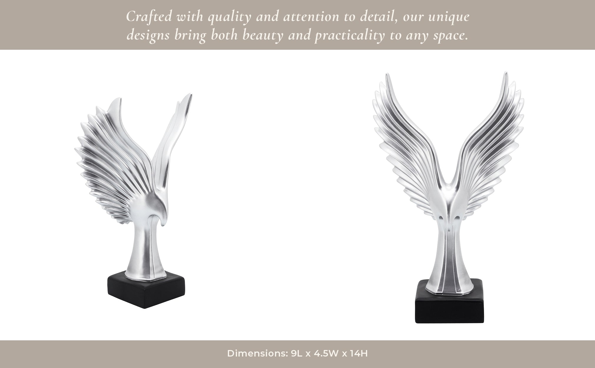 RESIN 14"H EAGLE TABLE ACCENT, SILVER Table Decors| Sagebrook Home
