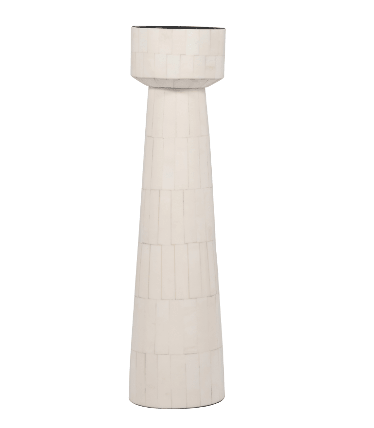 RESIN, 15" PILLAR CANDLEHOLDER, IVORY Candle Holders| Sagebrook Home