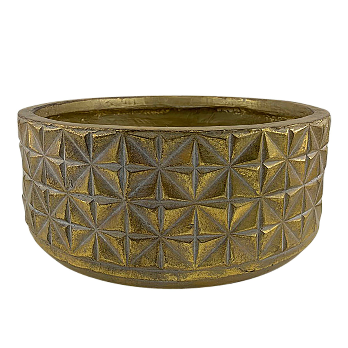 Resin, 15"D Textured Planter, Gold Outdoor Planters| Sagebrook Home