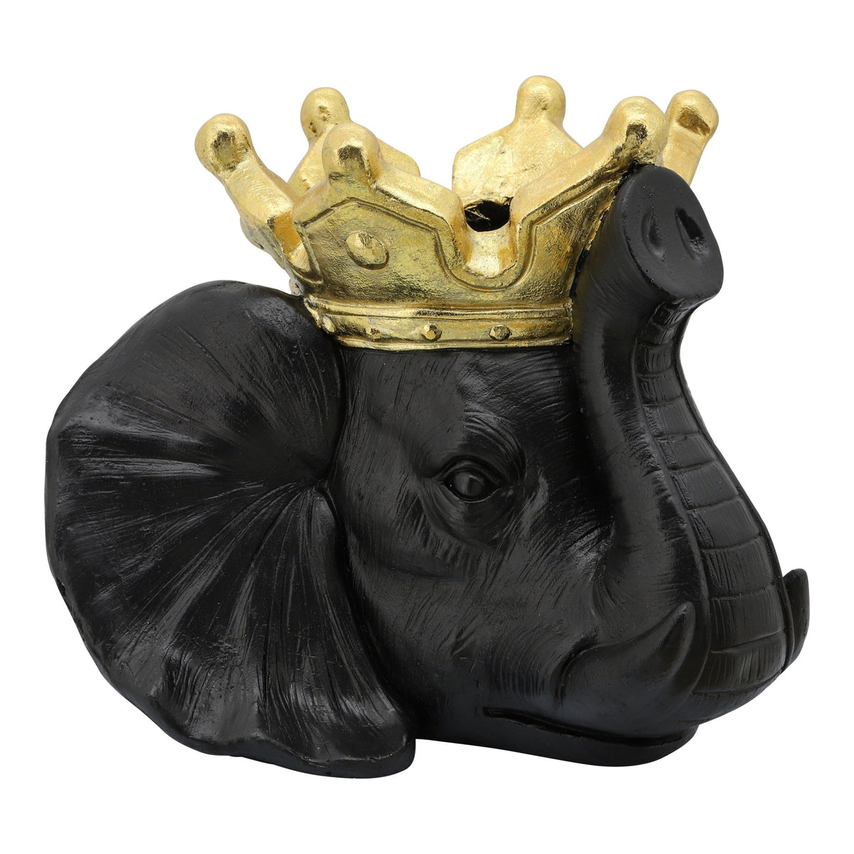 RESIN 16" ELEPHANT W/ CROWN, BLACK Outdoor Planters| Sagebrook Home