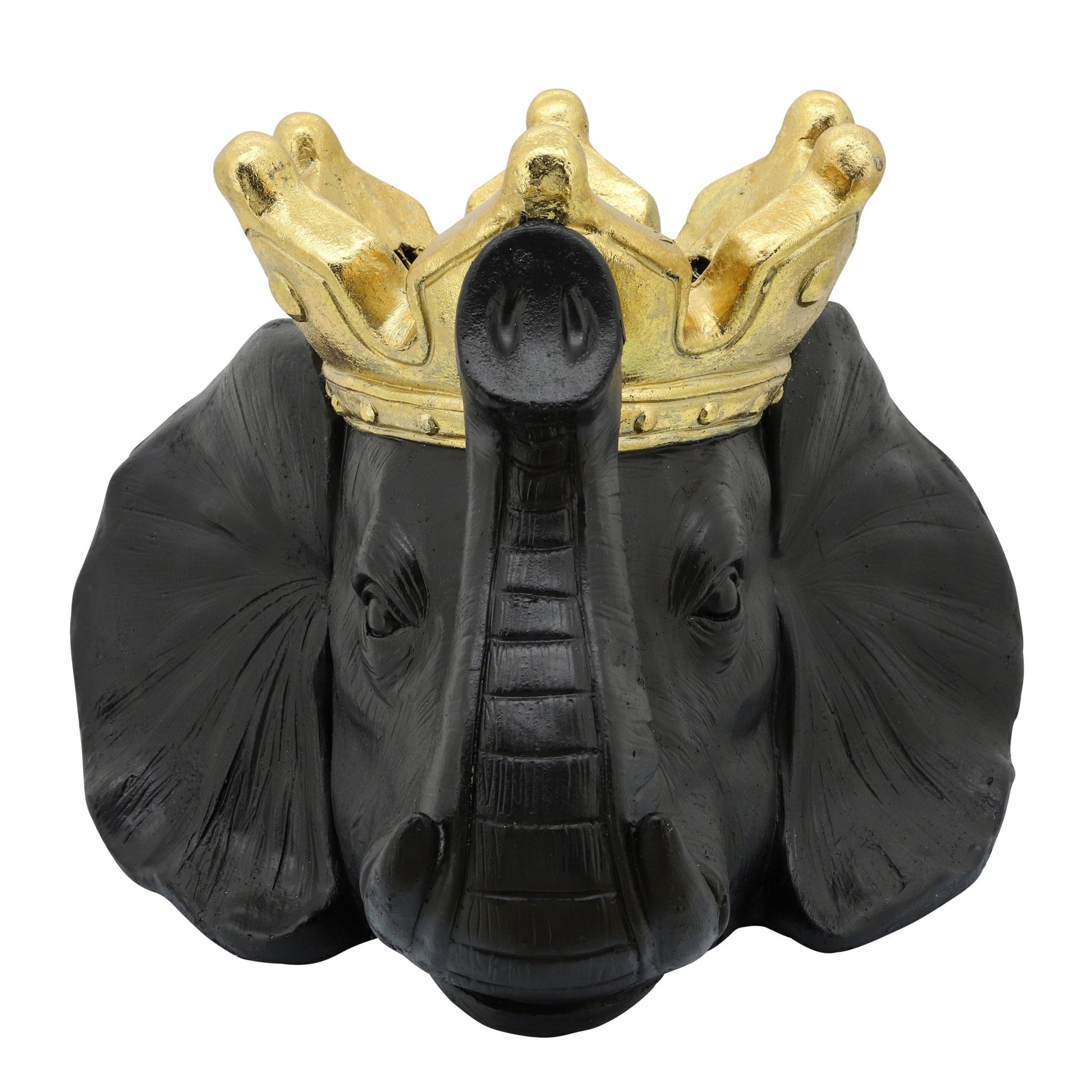 RESIN 16" ELEPHANT W/ CROWN, BLACK Outdoor Planters| Sagebrook Home