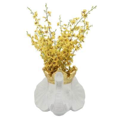 RESIN 16" ELEPHANT W/ CROWN, WHITE - Al Rugaib Furniture