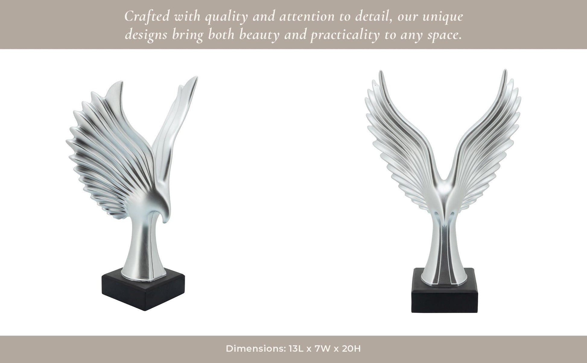 RESIN 20"H EAGLE TABLE ACCENT, SILVER Table Decors| Sagebrook Home
