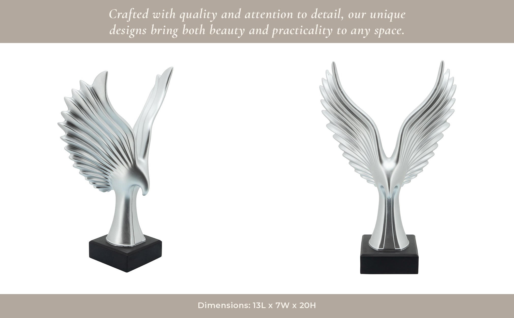 RESIN 20"H EAGLE TABLE ACCENT, SILVER Table Decors| Sagebrook Home