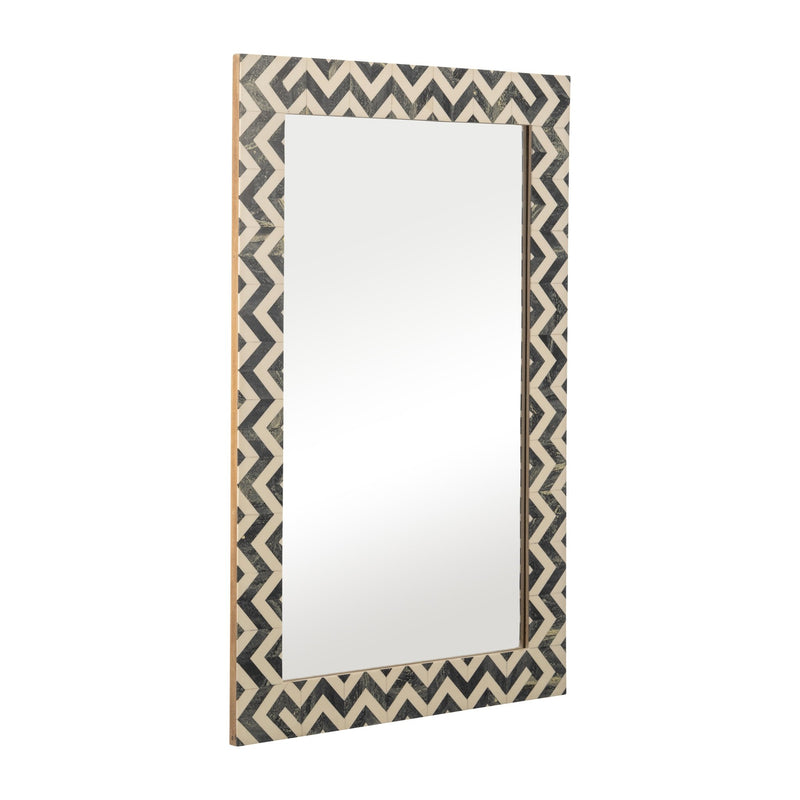 RESIN 24X36 CHEVRON RECT MIRROR GRAY/WHT - Al Rugaib Furniture