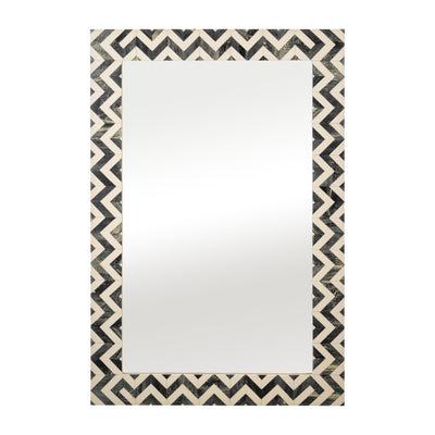 RESIN 24X36 CHEVRON RECT MIRROR GRAY/WHT - Al Rugaib Furniture