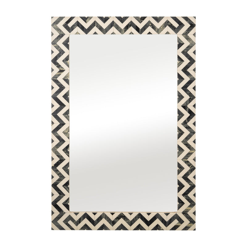 RESIN 24X36 CHEVRON RECT MIRROR GRAY/WHT - Al Rugaib Furniture
