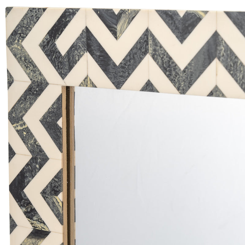RESIN 24X36 CHEVRON RECT MIRROR GRAY/WHT - Al Rugaib Furniture