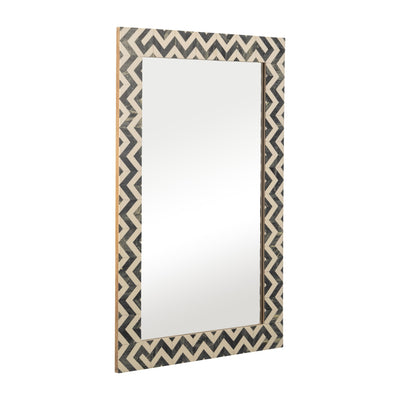 RESIN 24X36 CHEVRON RECT MIRROR GRAY/WHT - Al Rugaib Furniture