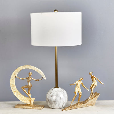 RESIN 32" BALL BASE TABLE LAMP, GOLD/WHITE - KD - Al Rugaib Furniture