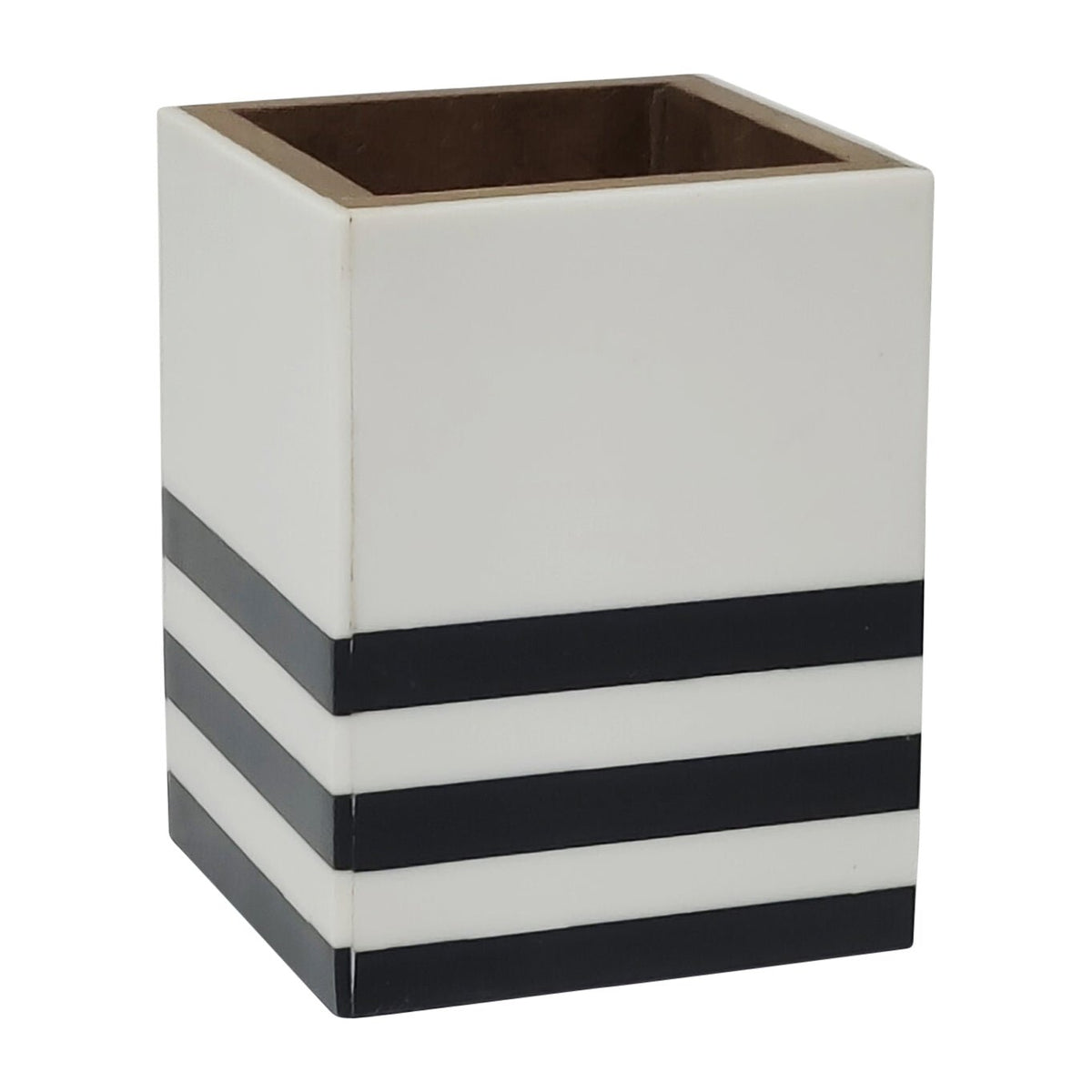 RESIN, 4" TRIPLE LINES PENCIL CUPS, BLACK/WHITE Table Decors| Sagebrook Home