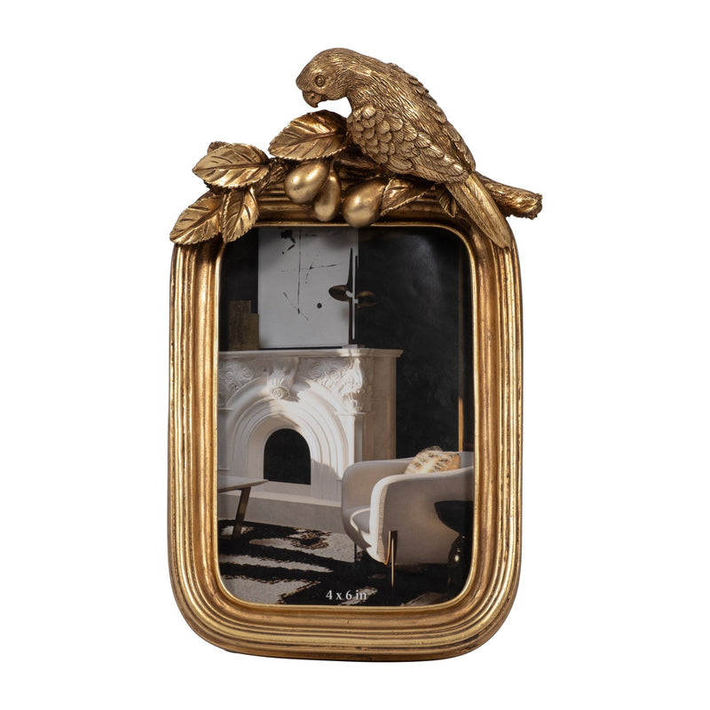 Resin, 4x6 Bird Photo Frame, Gold - Al Rugaib Furniture