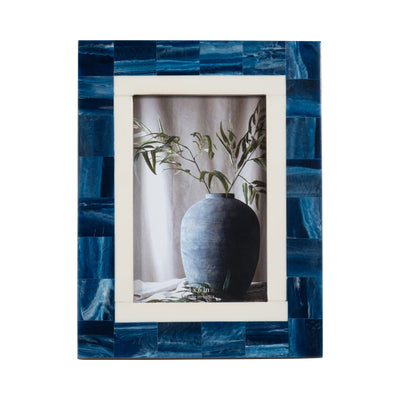 RESIN, 4X6 NAVY & WHITE BORDER PHOTO FRAME, NAVY/W - Al Rugaib Furniture
