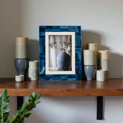 RESIN, 4X6 NAVY & WHITE BORDER PHOTO FRAME, NAVY/W - Al Rugaib Furniture
