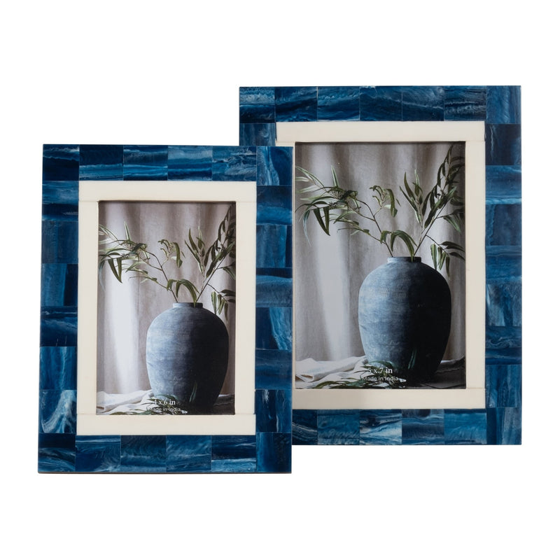 RESIN, 4X6 NAVY & WHITE BORDER PHOTO FRAME, NAVY/W - Al Rugaib Furniture