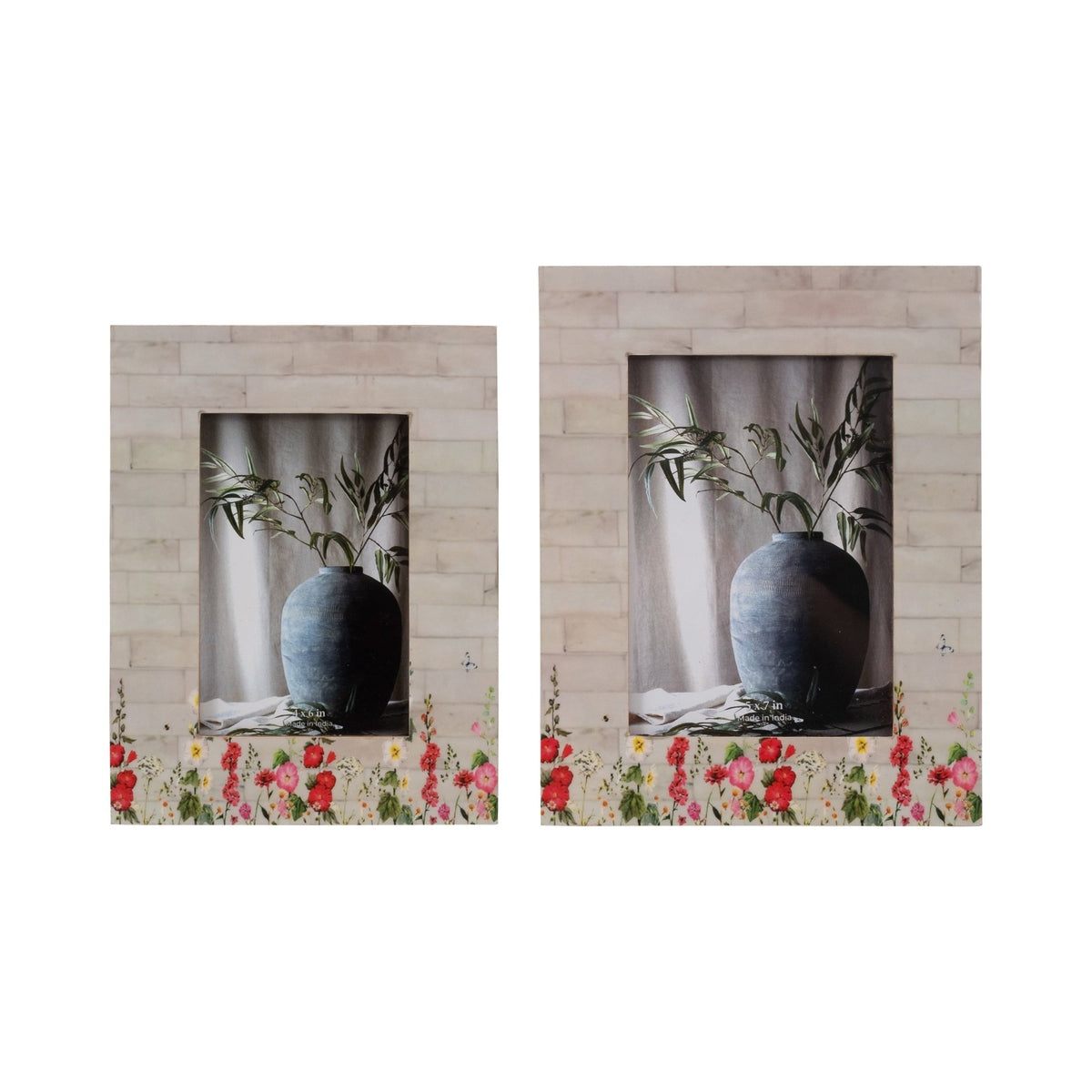 Resin, 4x6 Pink Flower Field Photo Frame, Multi Table Decors| Sagebrook Home