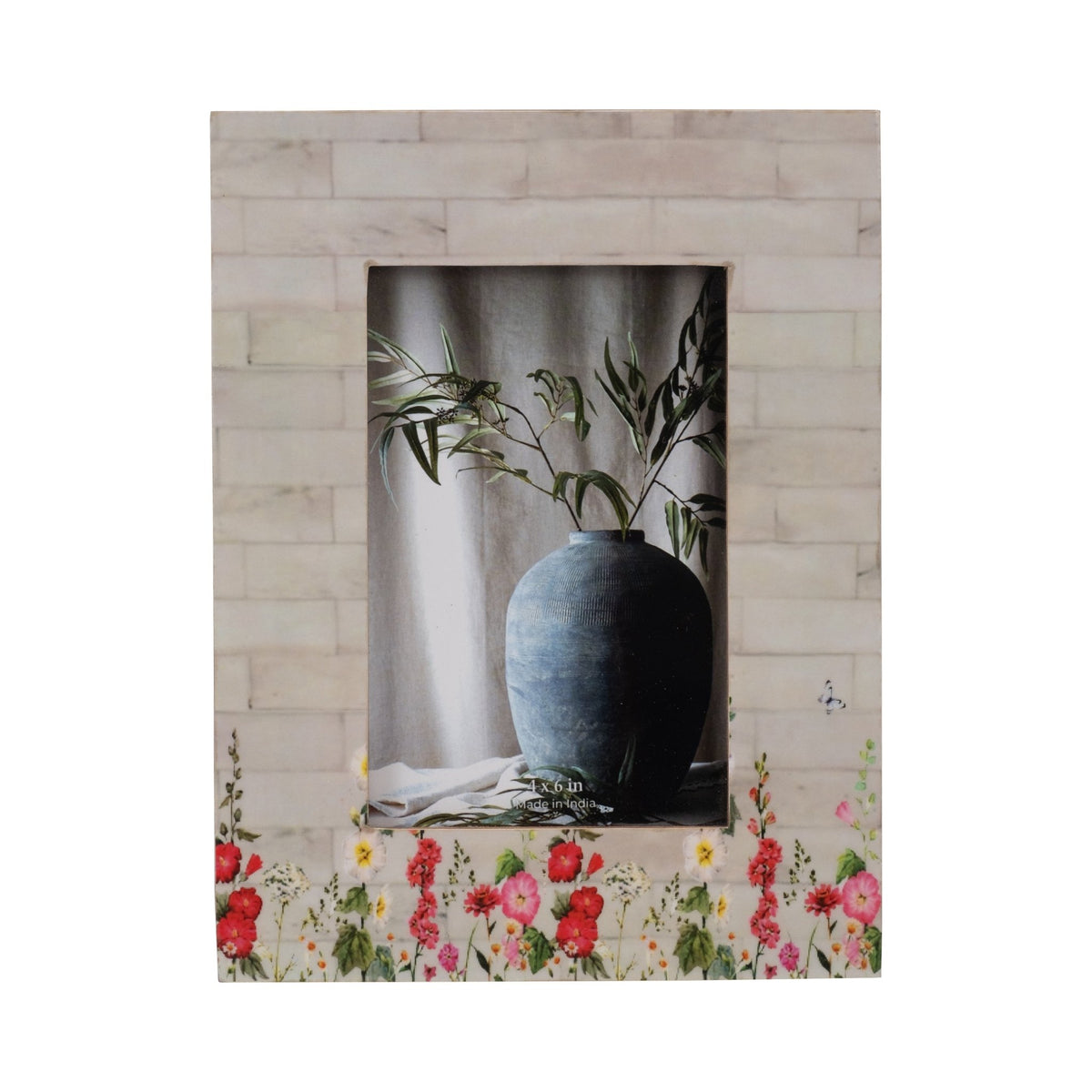 Resin, 4x6 Pink Flower Field Photo Frame, Multi Table Decors| Sagebrook Home
