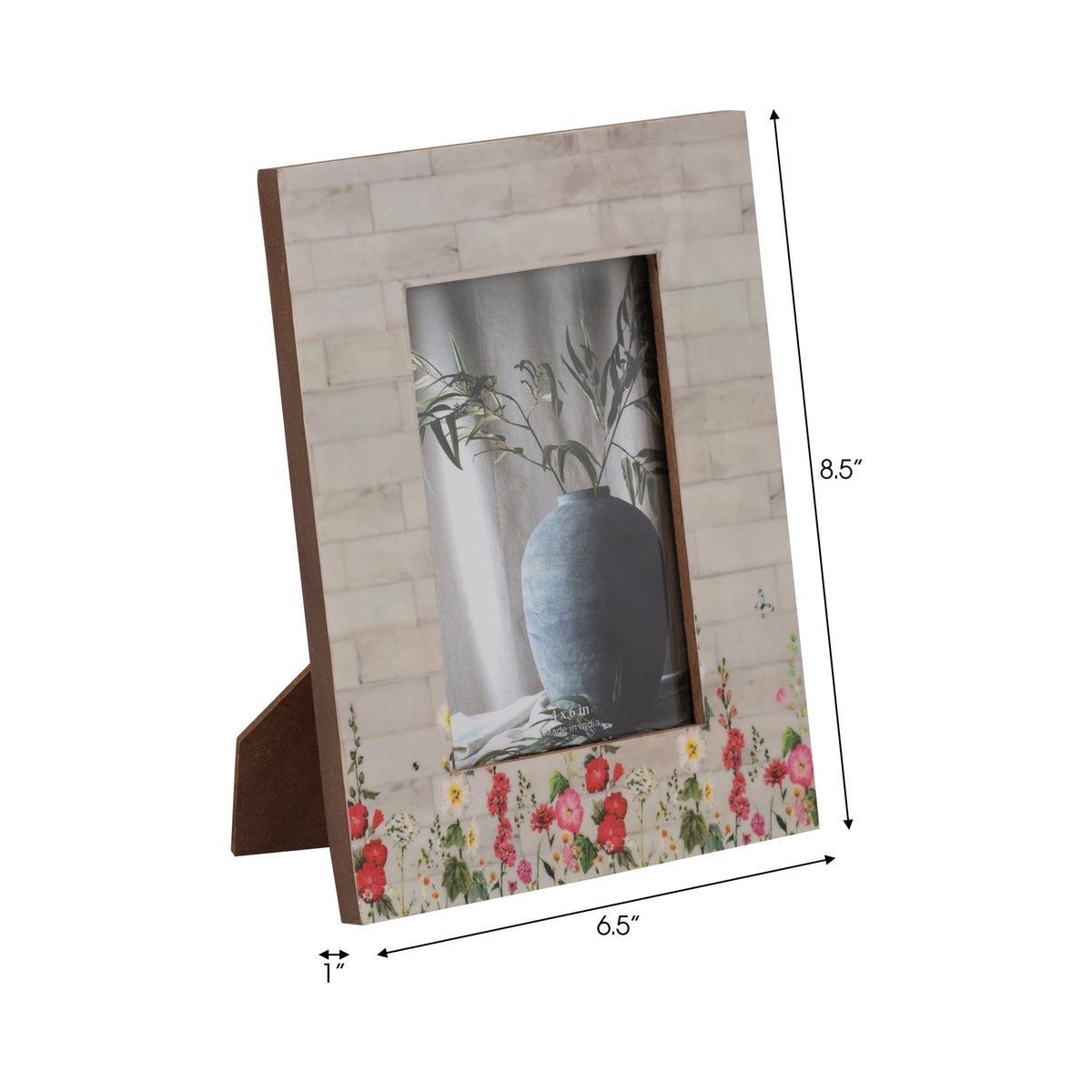 Resin, 4x6 Pink Flower Field Photo Frame, Multi Table Decors| Sagebrook Home
