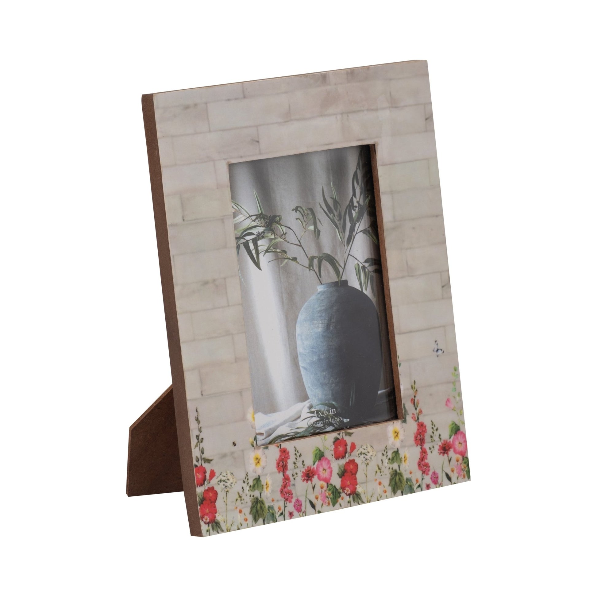 Resin, 4x6 Pink Flower Field Photo Frame, Multi Table Decors| Sagebrook Home