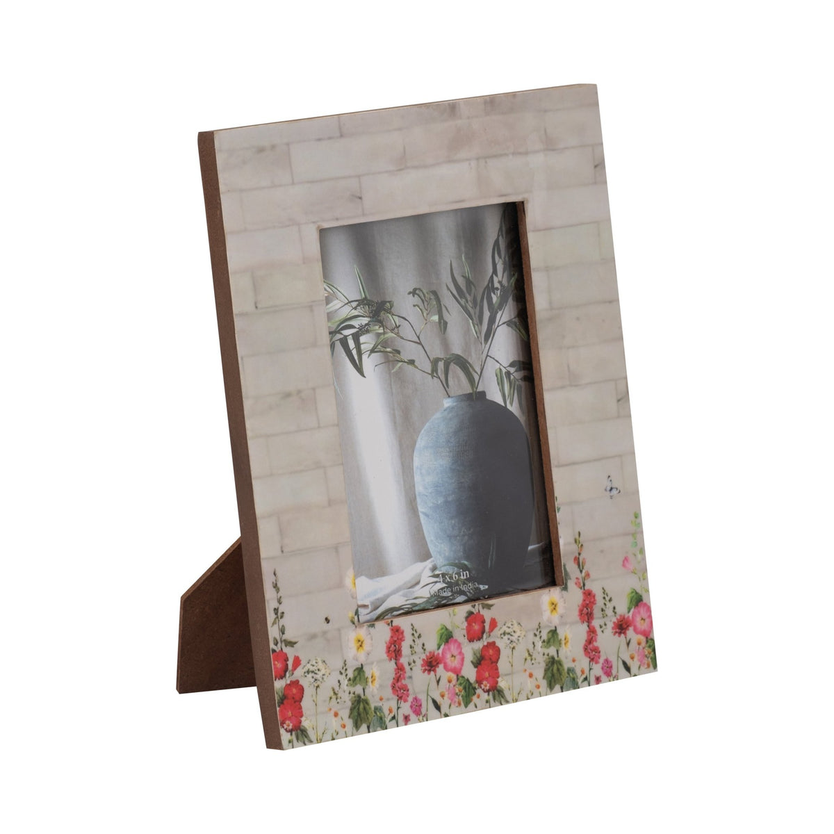 Resin, 4x6 Pink Flower Field Photo Frame, Multi Table Decors| Sagebrook Home