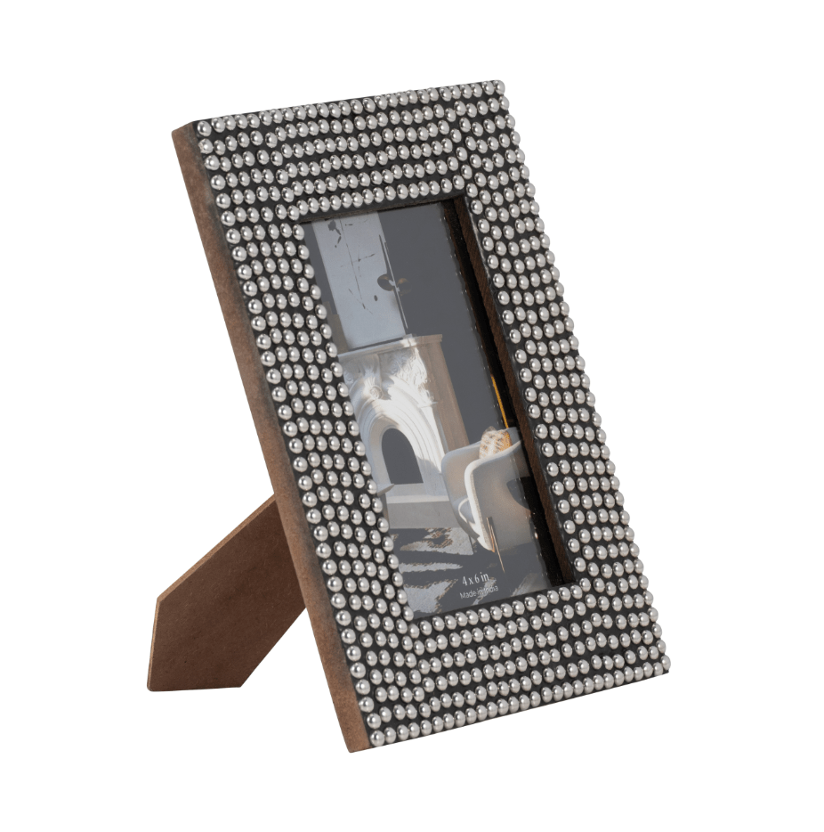 RESIN, 4X6 STUDDED PHOTO FRAME, SILVER/BLACK Photo Frames| Sagebrook Home