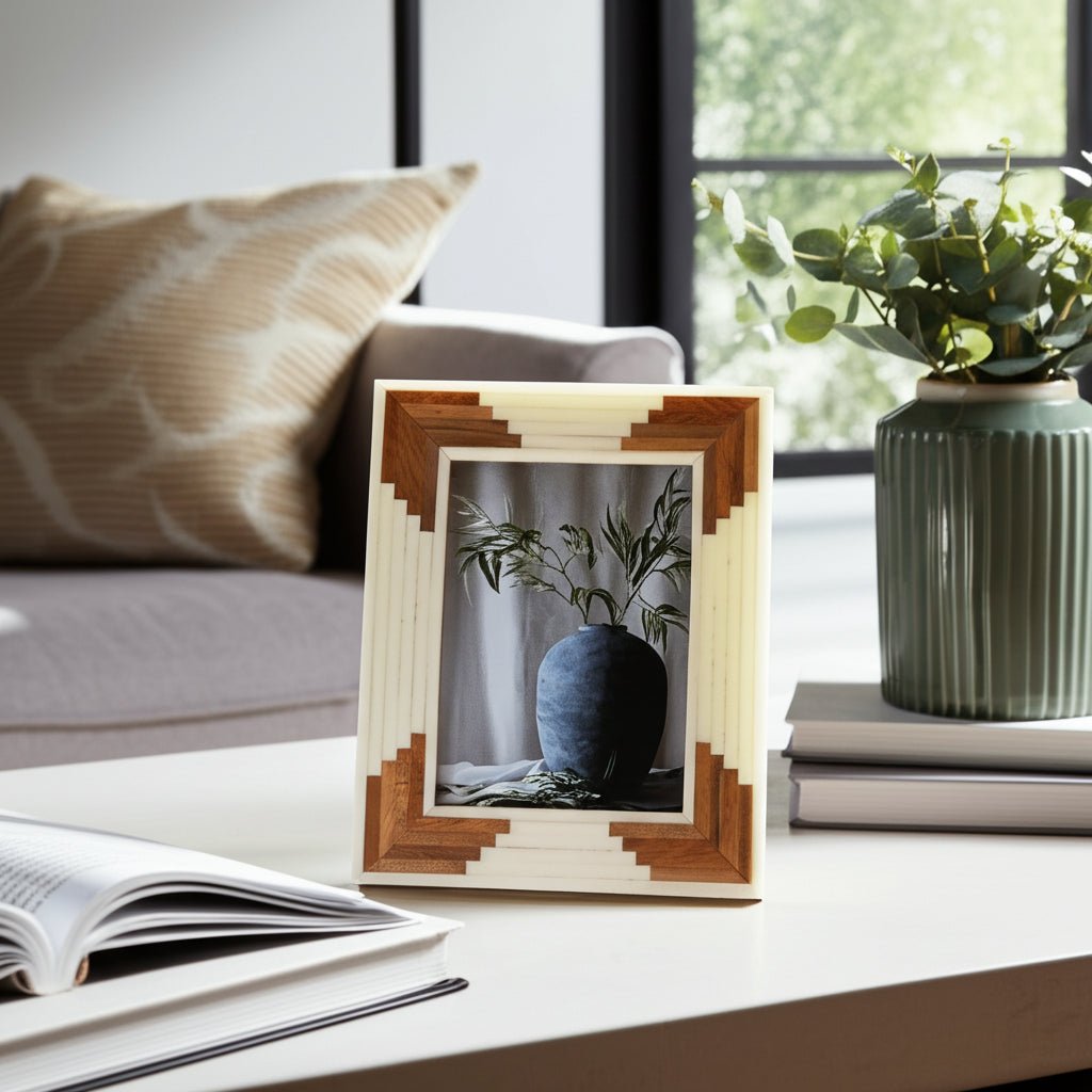 Resin, 5x7 Cascading Wood Photo Frame, White Table Decors| Sagebrook Home