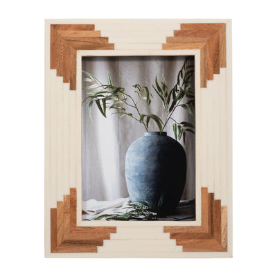 Resin, 5x7 Cascading Wood Photo Frame, White - Al Rugaib Furniture