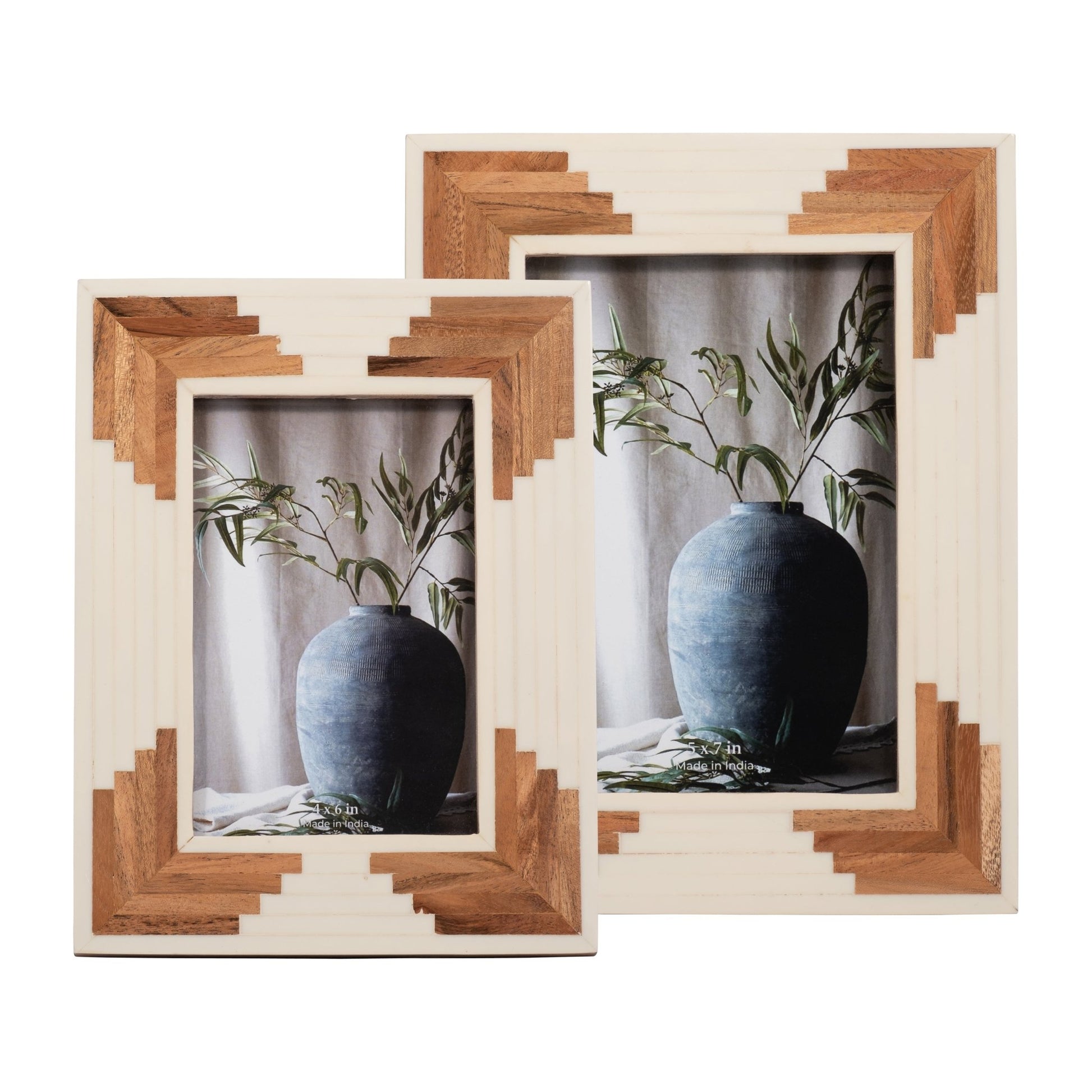 Resin, 5x7 Cascading Wood Photo Frame, White Table Decors| Sagebrook Home