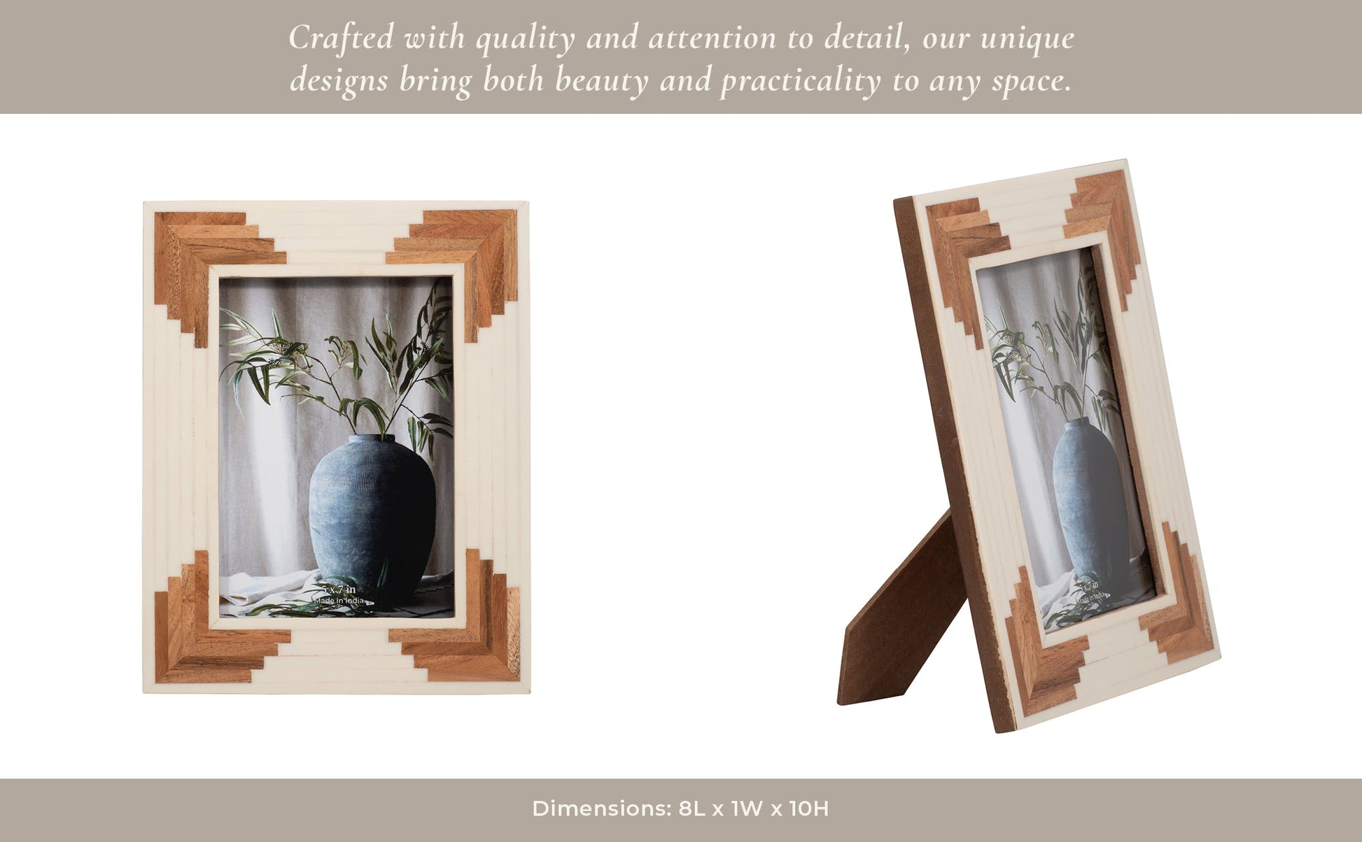 Resin, 5x7 Cascading Wood Photo Frame, White Table Decors| Sagebrook Home