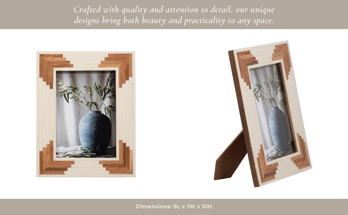 Resin, 5x7 Cascading Wood Photo Frame, White Table Decors| Sagebrook Home