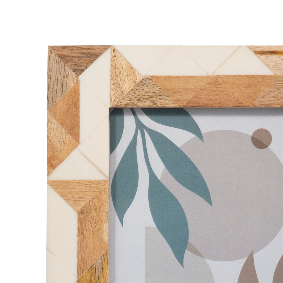 RESIN, 5X7 WOOD & WHITE GEOMETRIC PHOTO FRAME, WHI Photo Frames| Sagebrook Home