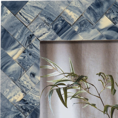 RESIN, 5X7 WOVEN PHOTO FRAME, BLUE/IVORY - Al Rugaib Furniture