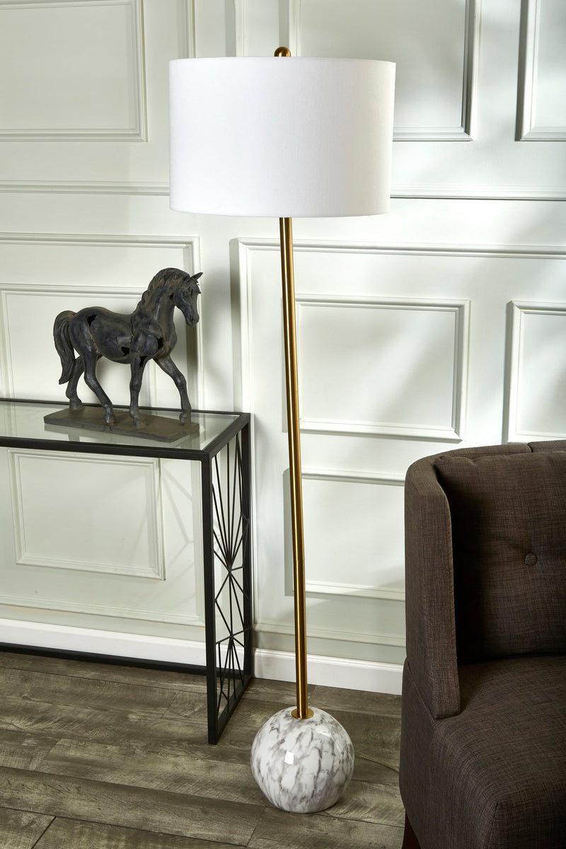 RESIN 64" BALL BASE FLOOR LAMP, WHITE - KD - Al Rugaib Furniture