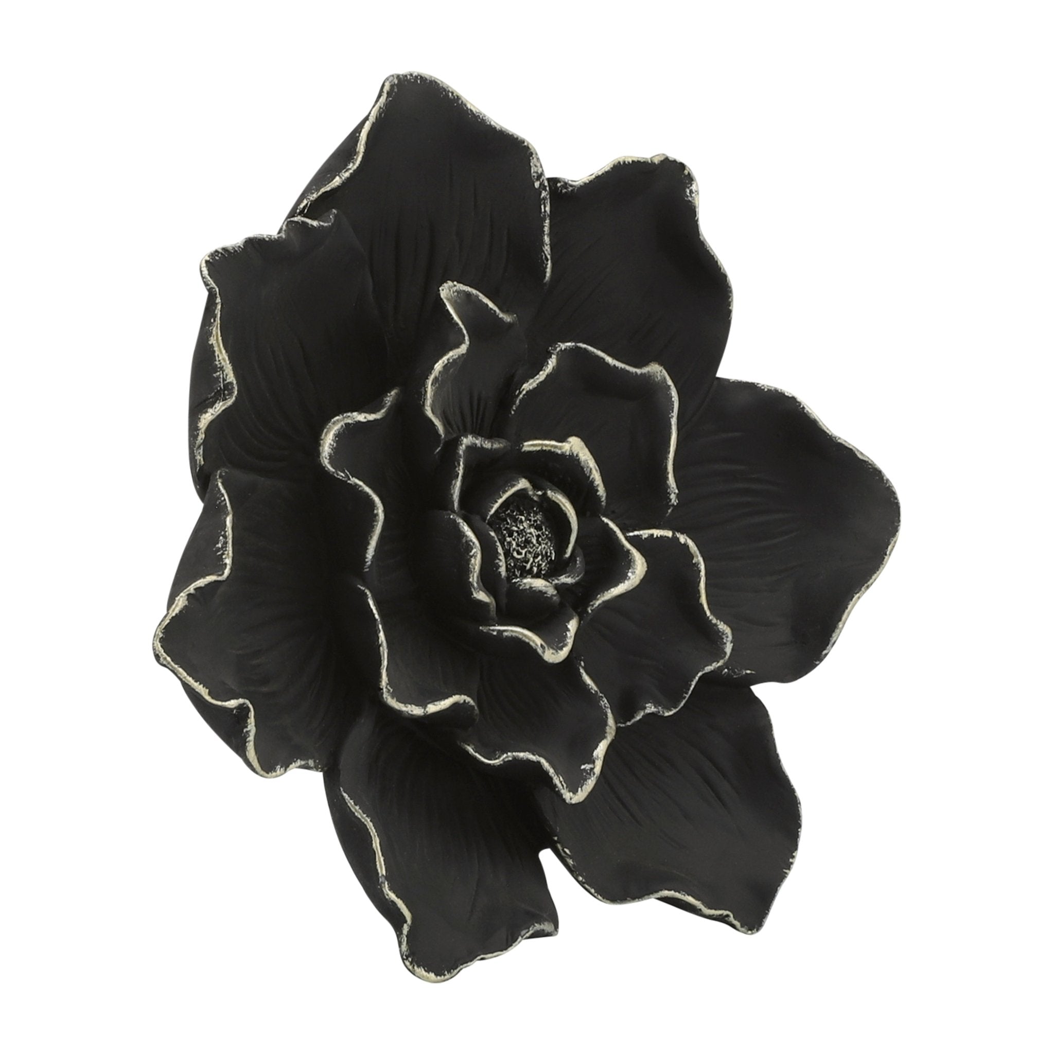 RESIN 9" FLOWER WALL ACCENT, BLACK Wall Decors| Sagebrook Home