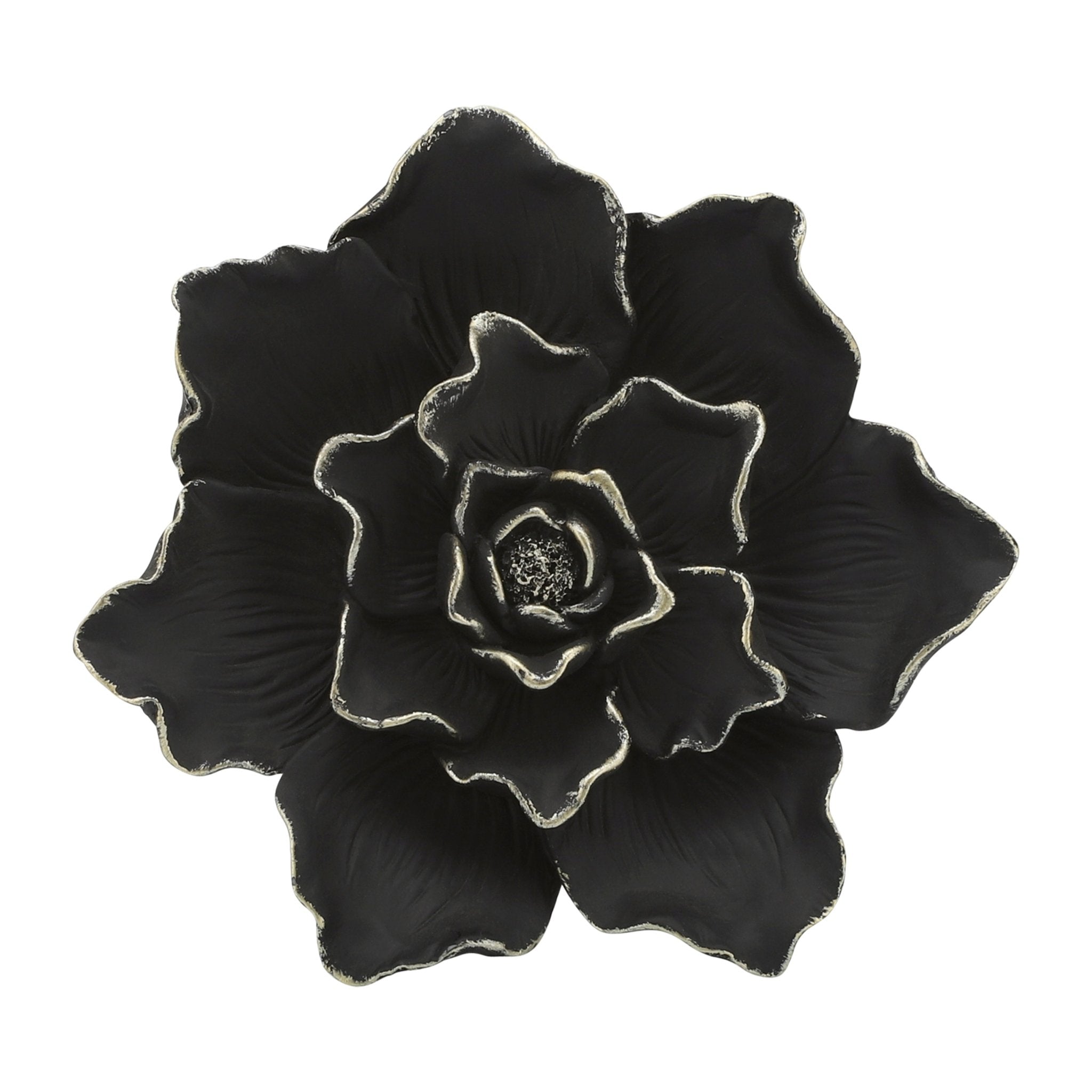 RESIN 9" FLOWER WALL ACCENT, BLACK Wall Decors| Sagebrook Home