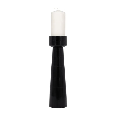 RESIN, PILLAR CANDLEHOLDER, BLACK - Al Rugaib Furniture