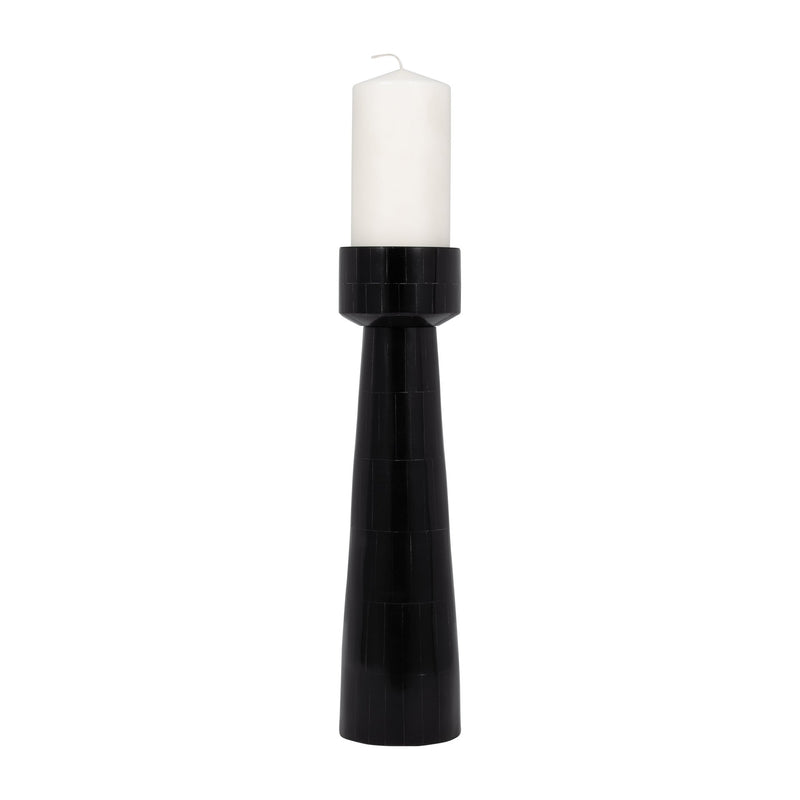 RESIN, PILLAR CANDLEHOLDER, BLACK - Al Rugaib Furniture