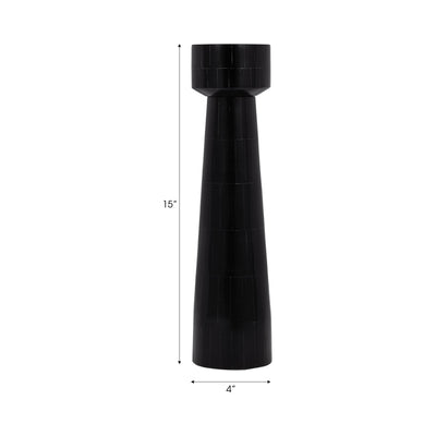 RESIN, PILLAR CANDLEHOLDER, BLACK - Al Rugaib Furniture