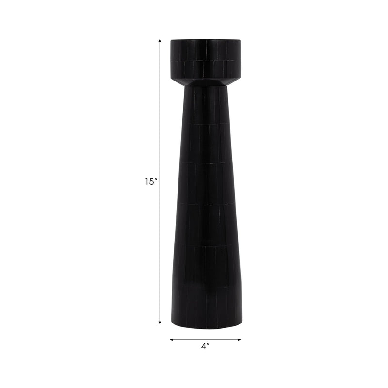 RESIN, PILLAR CANDLEHOLDER, BLACK - Al Rugaib Furniture