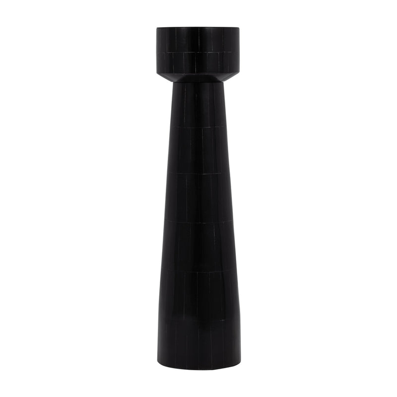 RESIN, PILLAR CANDLEHOLDER, BLACK - Al Rugaib Furniture