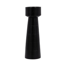 RESIN, 12" PILLAR CANDLEHOLDER, BLACK