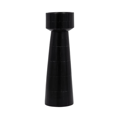 RESIN, PILLAR CANDLEHOLDER, BLACK - Al Rugaib Furniture