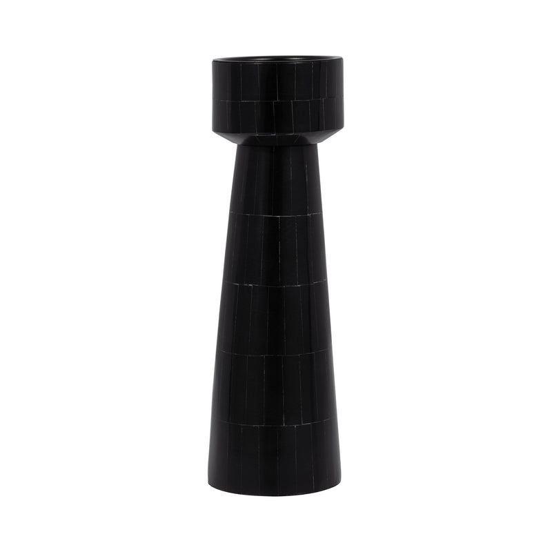 RESIN, PILLAR CANDLEHOLDER, BLACK - Al Rugaib Furniture