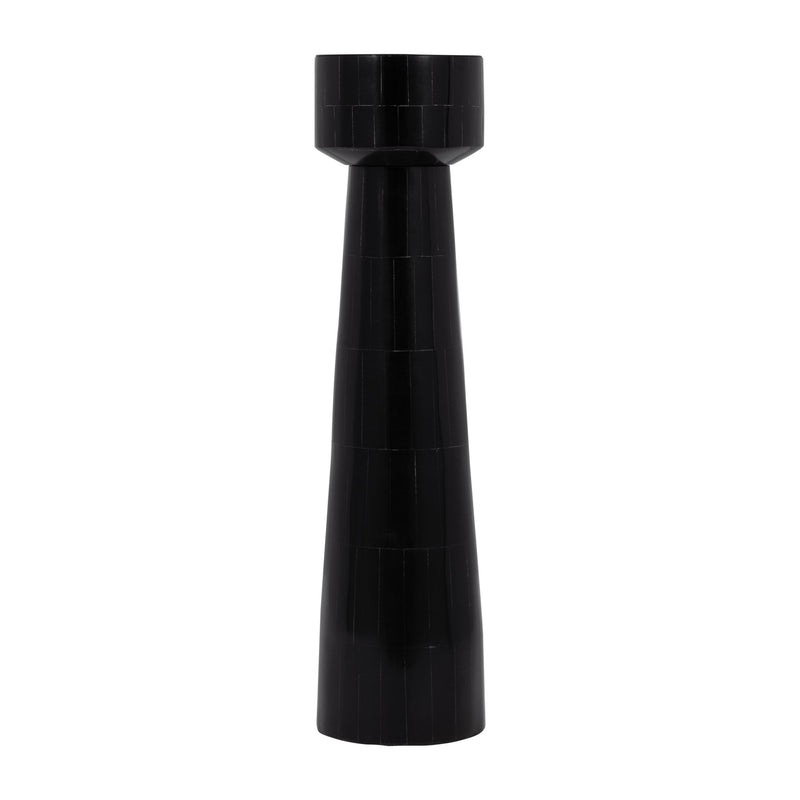 RESIN, PILLAR CANDLEHOLDER, BLACK - Al Rugaib Furniture