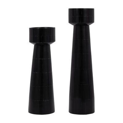 RESIN, PILLAR CANDLEHOLDER, BLACK - Al Rugaib Furniture